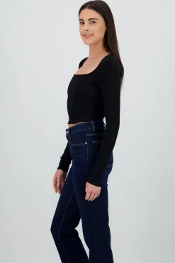 Shasa Long Sleeve Square Neck Top