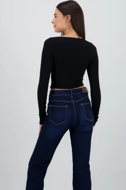 Shasa Long Sleeve Square Neck Top