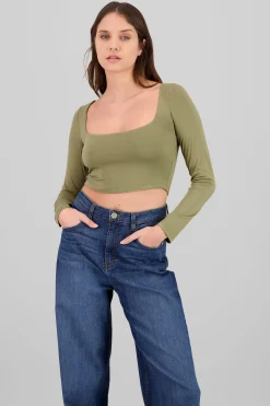 Shasa Long Sleeve Square Neck Top