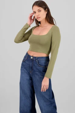 Shasa Long Sleeve Square Neck Top