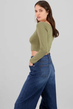 Shasa Long Sleeve Square Neck Top