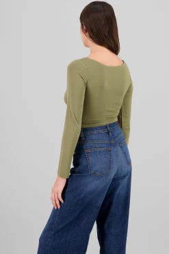 Shasa Long Sleeve Square Neck Top