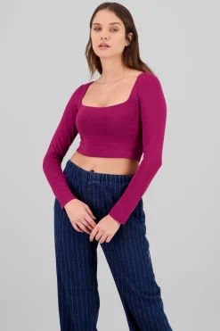 Shasa Long Sleeve Square Neck Top