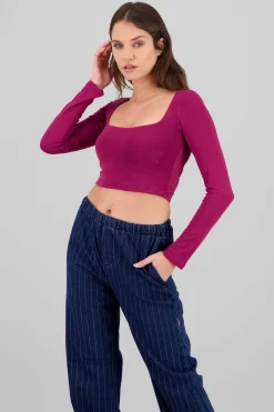 Shasa Long Sleeve Square Neck Top