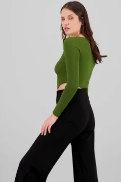 Shasa Long Sleeve Square Neckline Top