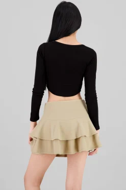 Shasa Long Sleeve Square Neckline Top