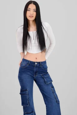 Shasa Long Sleeve Square Neckline Top