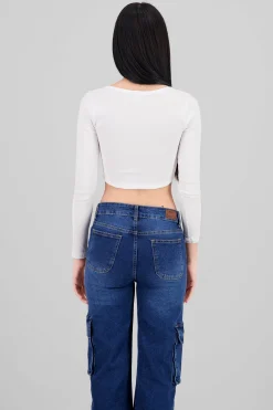 Shasa Long Sleeve Square Neckline Top