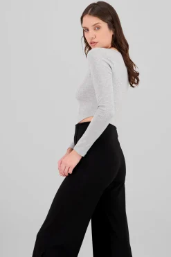 Shasa Long Sleeve Square Neckline Top