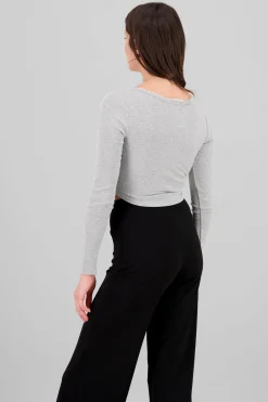 Shasa Long Sleeve Square Neckline Top