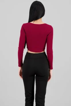 Shasa Long Sleeve Square Neckline Top