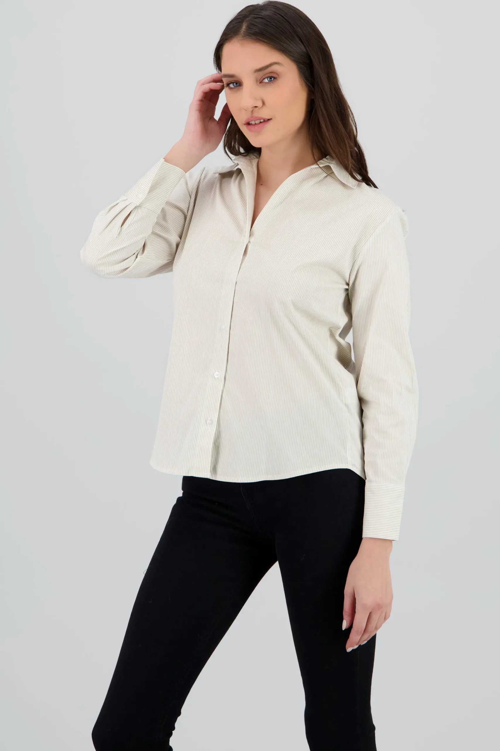 Shasa Long Sleeve Striped Collared Shirt