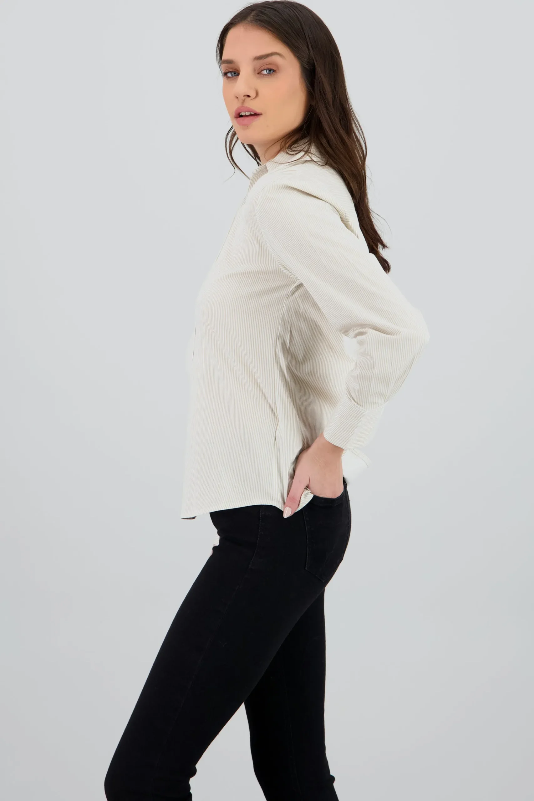 Shasa Long Sleeve Striped Collared Shirt