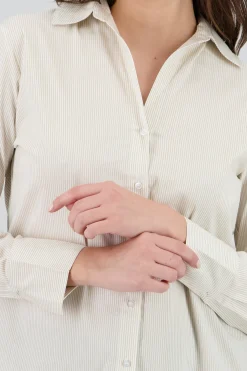 Shasa Long Sleeve Striped Collared Shirt