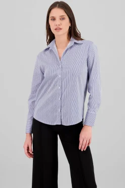 Shasa Long Sleeve Striped Collared Shirt