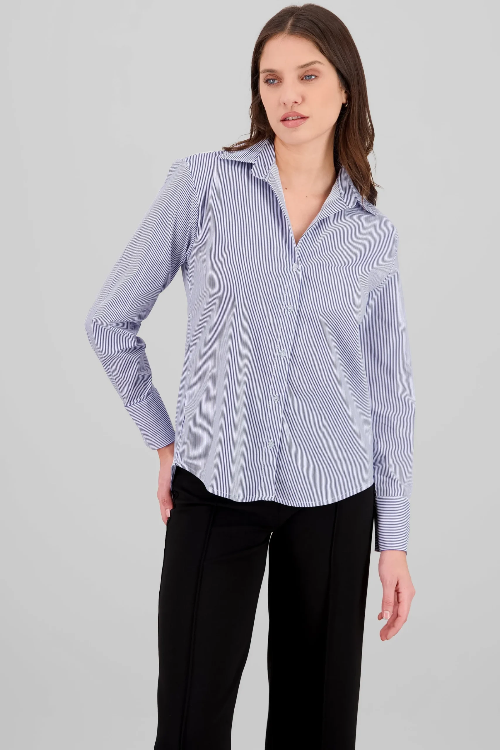 Shasa Long Sleeve Striped Collared Shirt