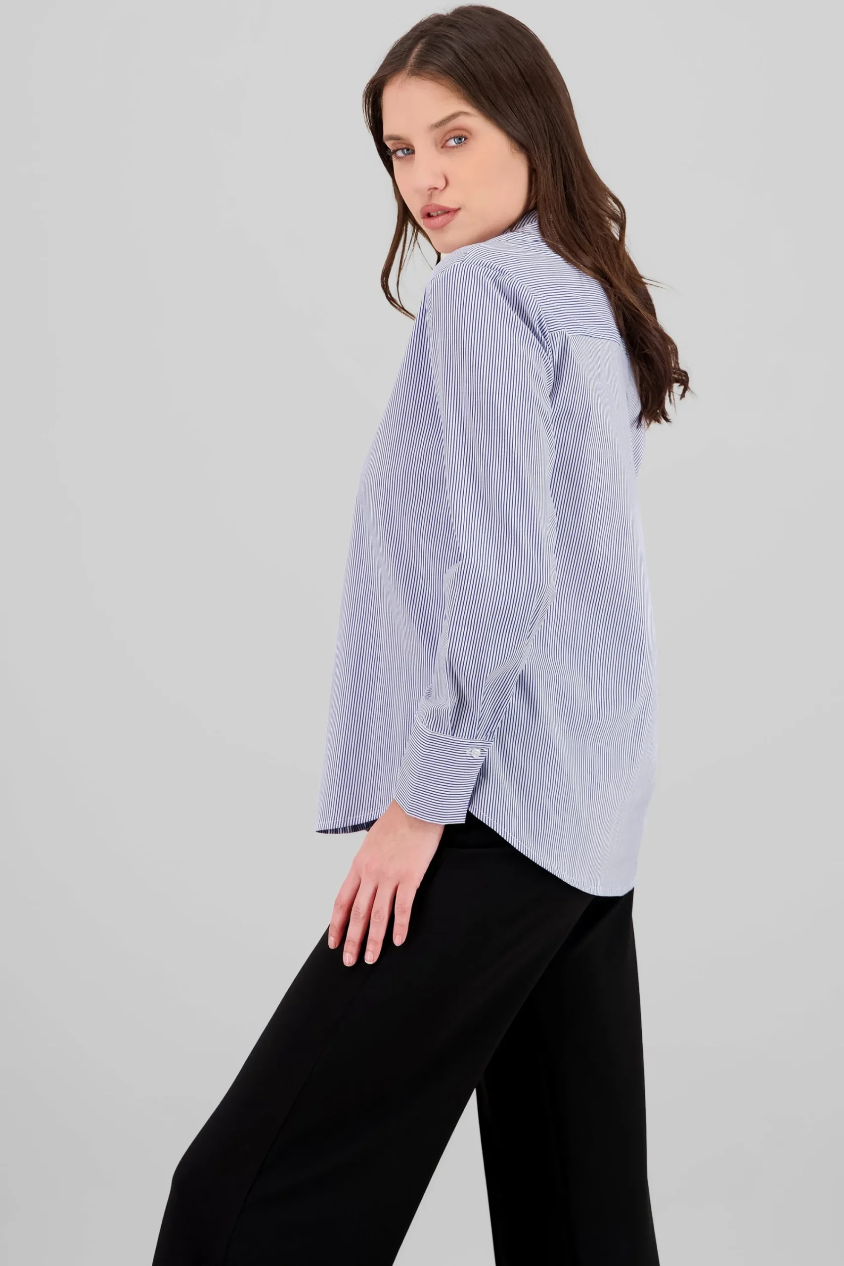 Shasa Long Sleeve Striped Collared Shirt