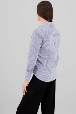 Shasa Long Sleeve Striped Collared Shirt