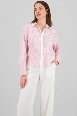 Shasa Long Sleeve Striped Crop Shirt