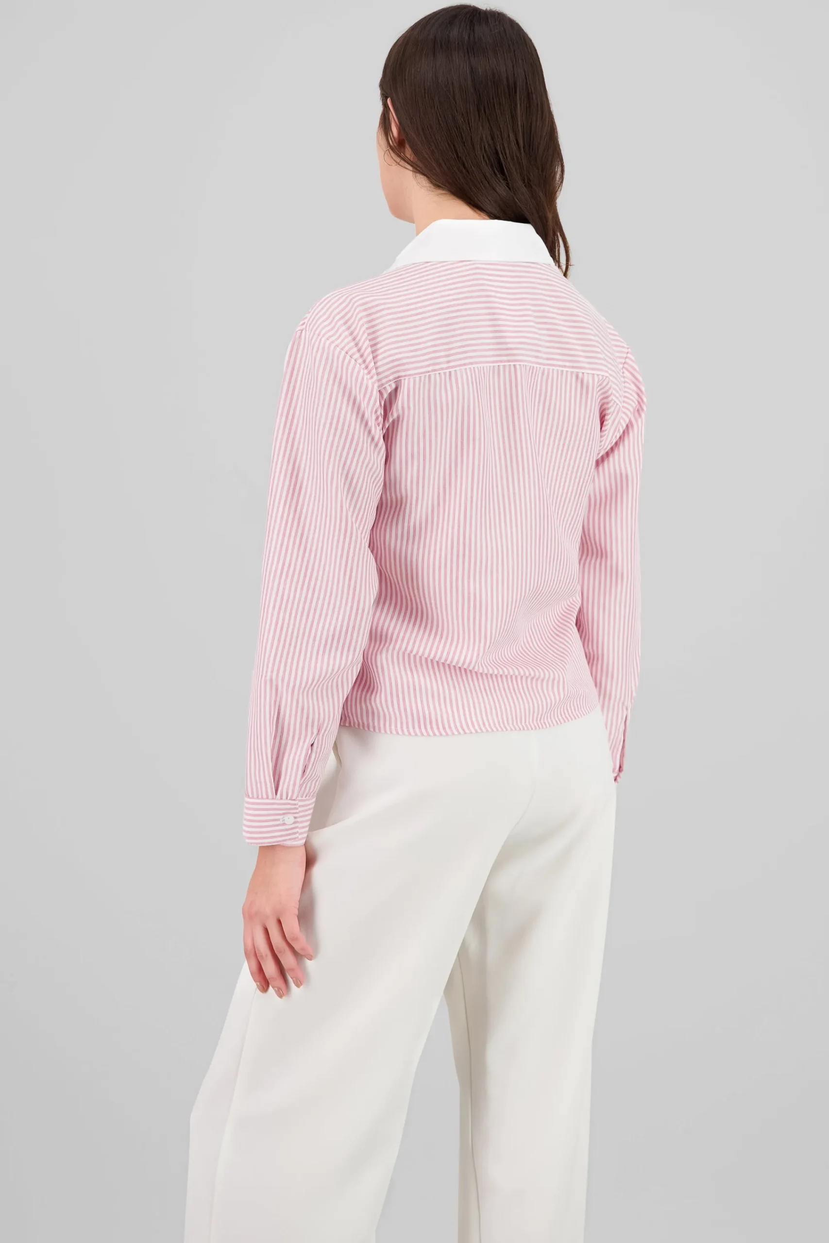 Shasa Long Sleeve Striped Crop Shirt