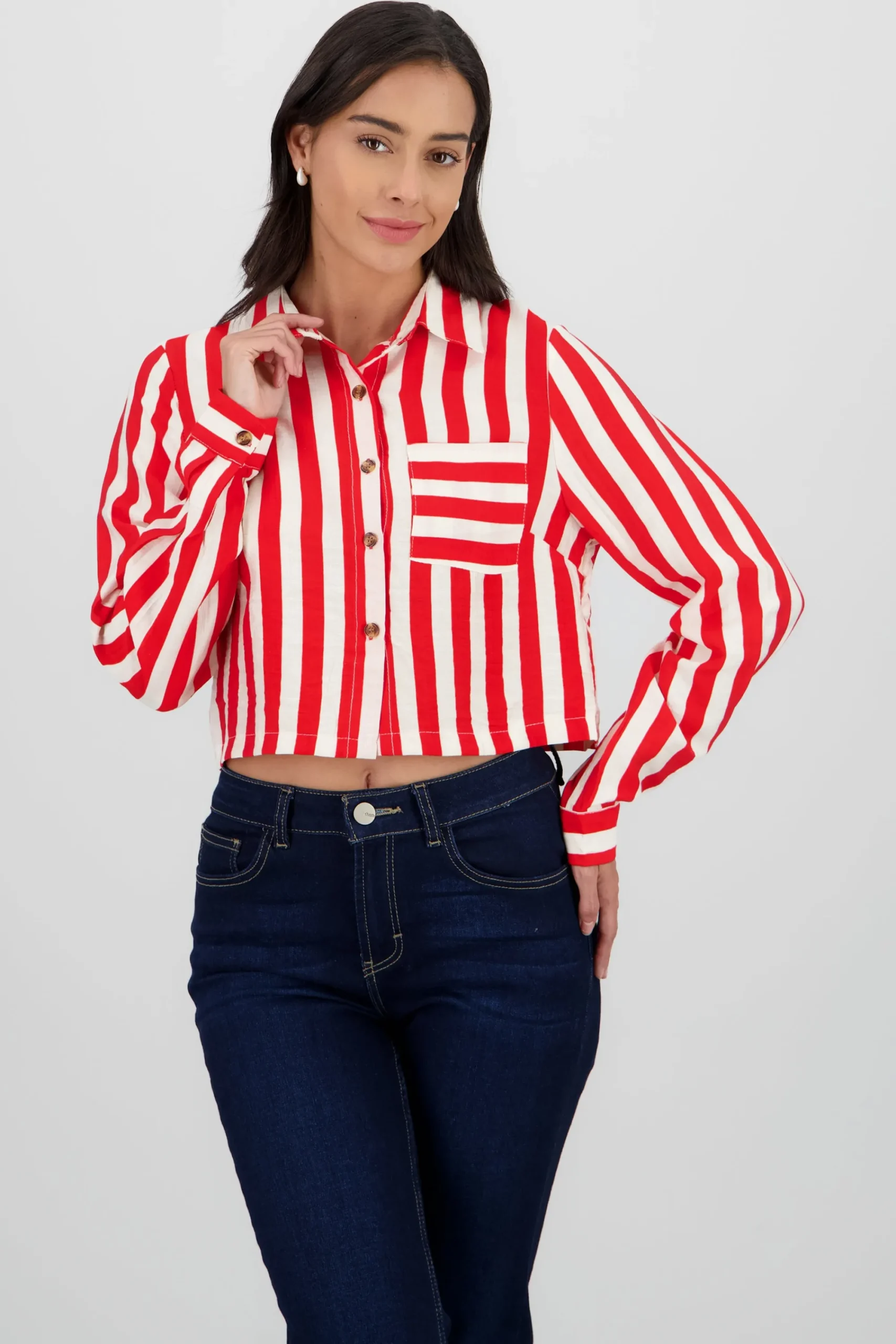 Shasa Long Sleeve Striped Cuff Shirt