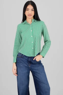 Shasa Long Sleeve Striped Print Shirt