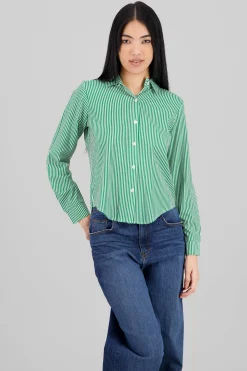 Shasa Long Sleeve Striped Print Shirt