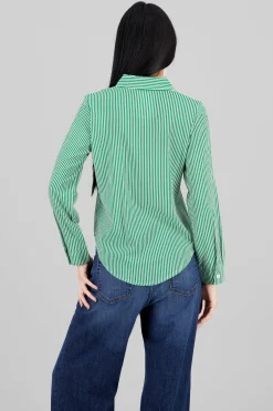 Shasa Long Sleeve Striped Print Shirt