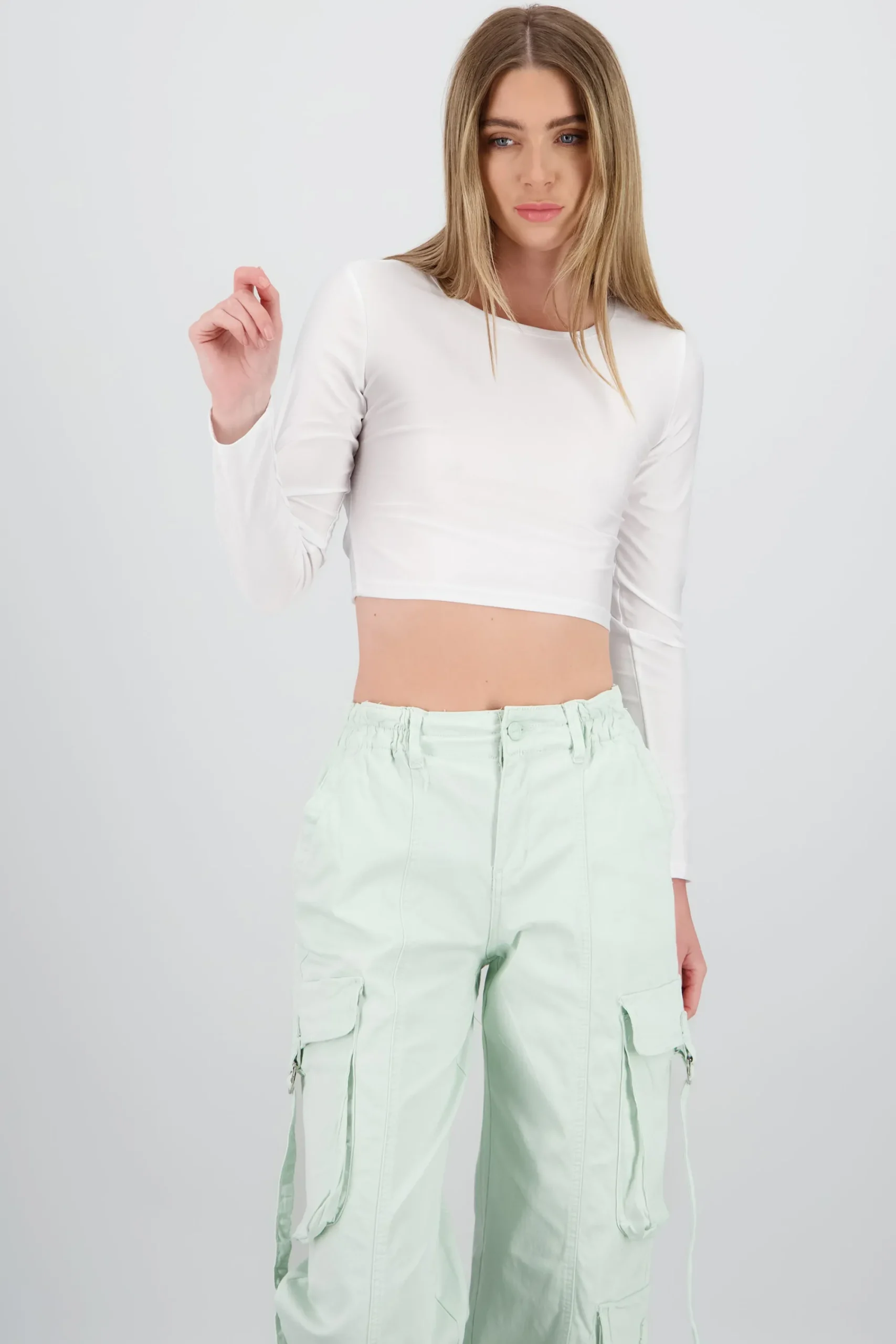 Shasa Long Sleeve Top with Open Back Detail