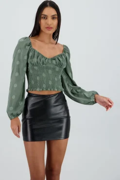 Shasa Long Sleeve Top with Smocked Detail