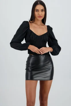 Shasa Long Sleeve Top with Smocked Detail