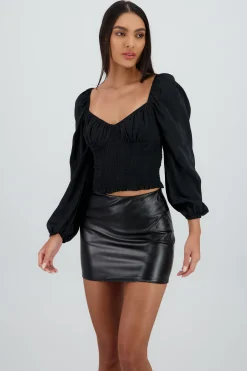 Shasa Long Sleeve Top with Smocked Detail