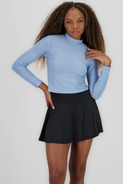 Shasa Long Sleeve Top with Textured Neckline