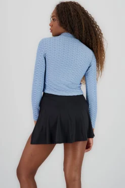 Shasa Long Sleeve Top with Textured Neckline