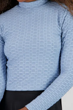 Shasa Long Sleeve Top with Textured Neckline