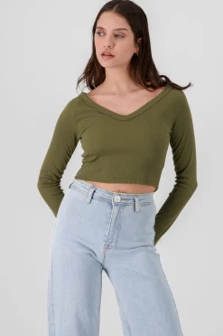 Shasa Long Sleeve V Neck Top