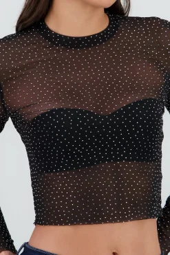Shasa Long sleeved rhinestone top