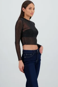 Shasa Long sleeved rhinestone top