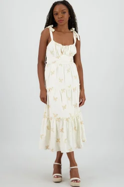 Shasa Maxi Dress with Floral Embroidery