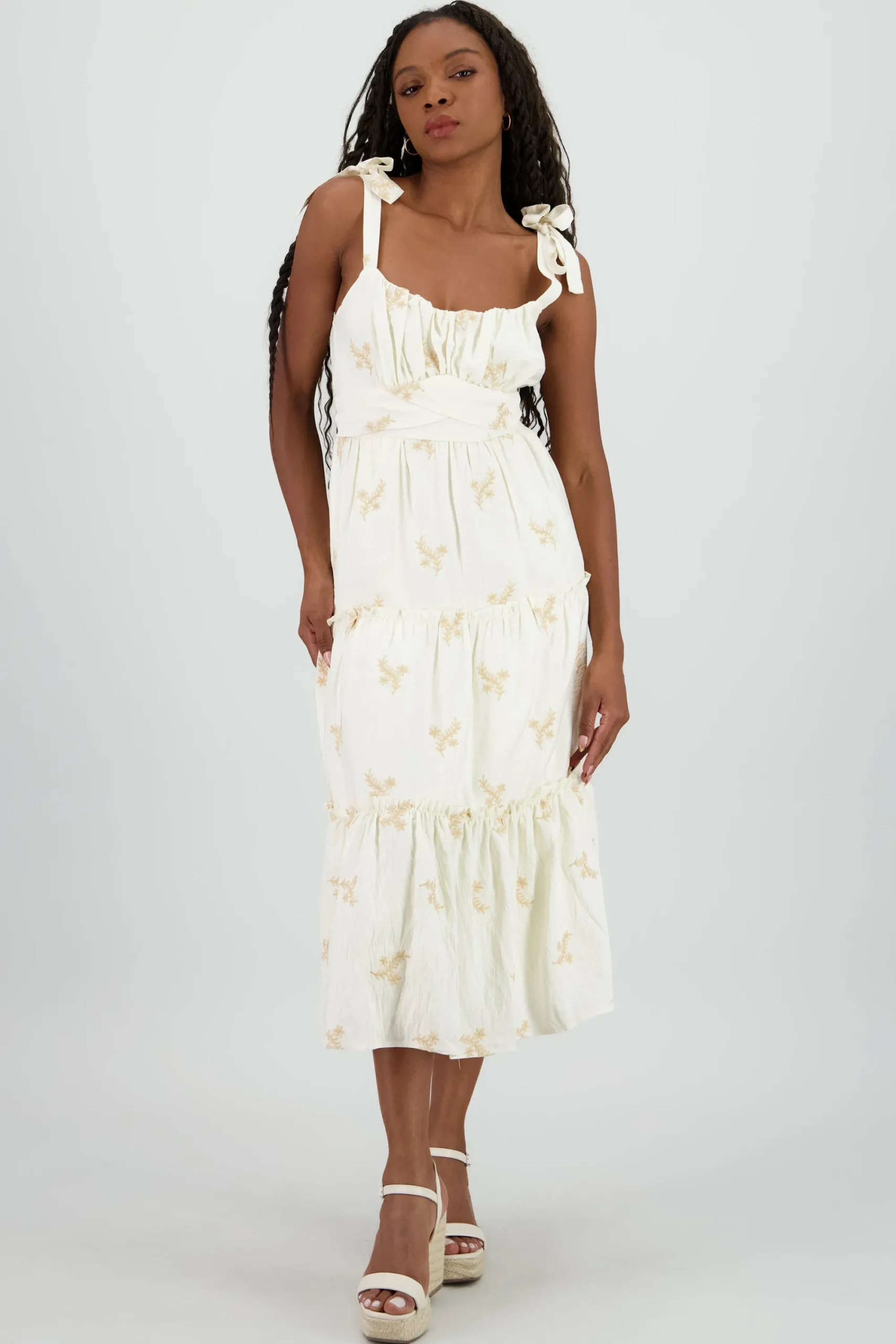 Shasa Maxi Dress with Floral Embroidery
