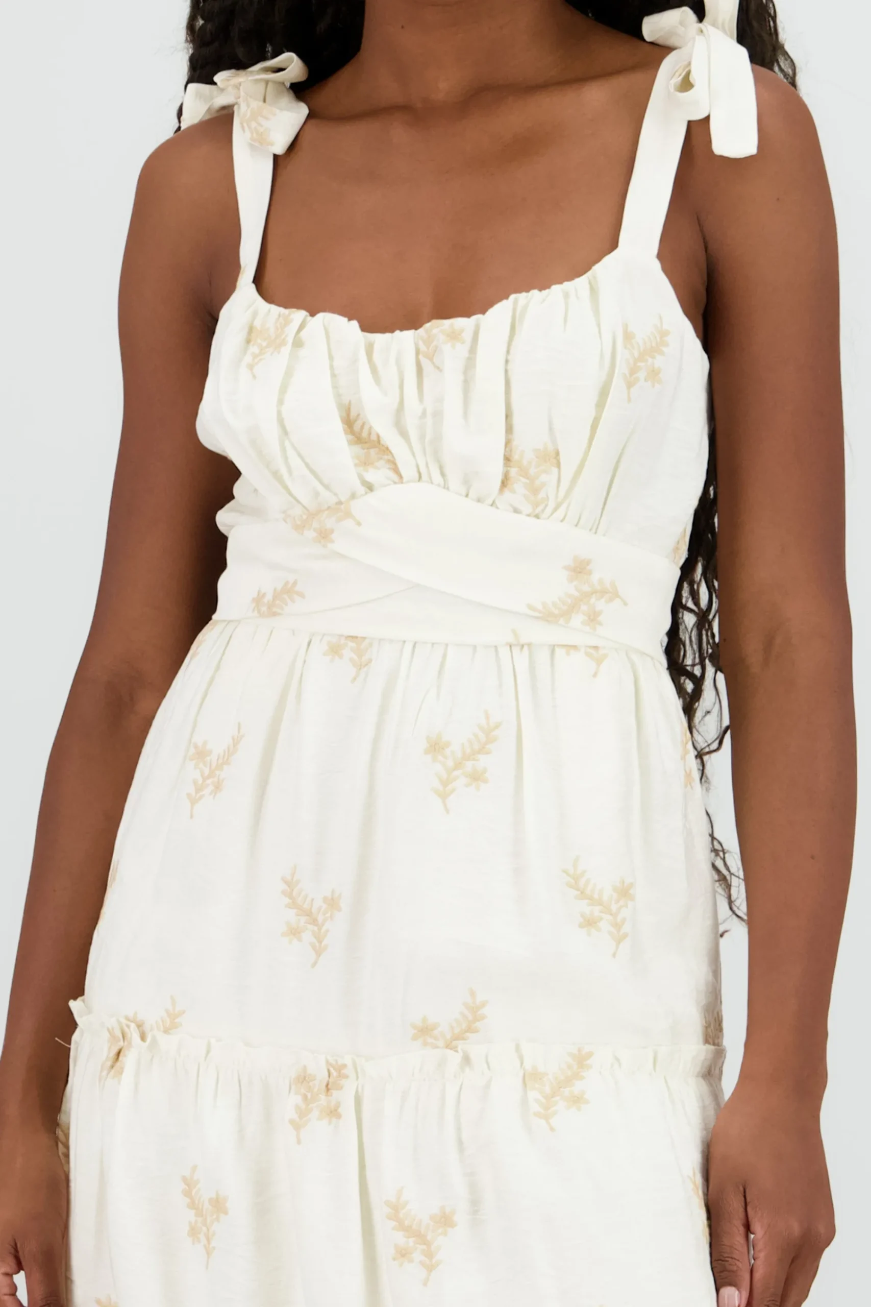 Shasa Maxi Dress with Floral Embroidery