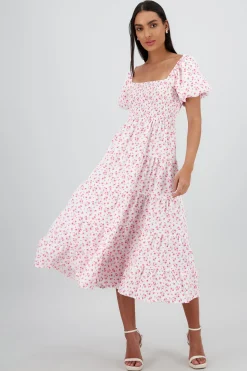 Shasa Maxi Dress with Puff Sleeves