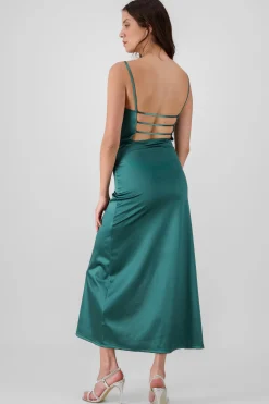 Shasa Maxi Satin Dress With an Open Back
