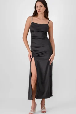 Shasa Maxi Satin Dress With an Open Back