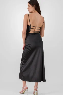 Shasa Maxi Satin Dress With an Open Back
