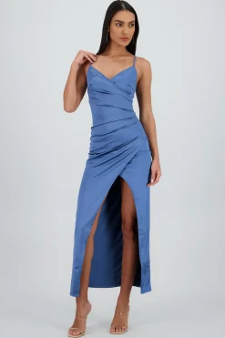 Shasa Maxi Satin Wrap Dress
