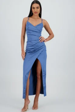 Shasa Maxi Satin Wrap Dress