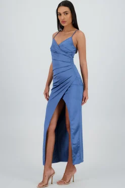 Shasa Maxi Satin Wrap Dress