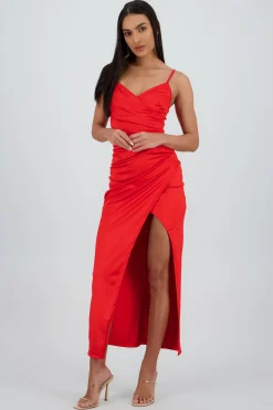 Shasa Maxi Satin Wrap Dress