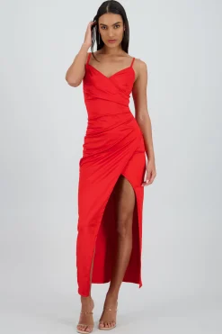 Shasa Maxi Satin Wrap Dress